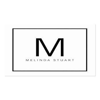 Small Black And White Modern Monogram Square Business Card Front View