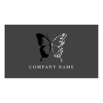 Small Black And White Pattern Butterfly Business Card Front View