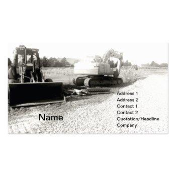 Small Black And White Photof Construction Equipment Business Card Front View