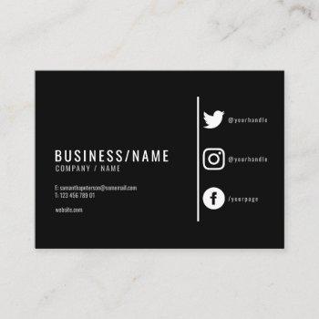 black and white social media business card