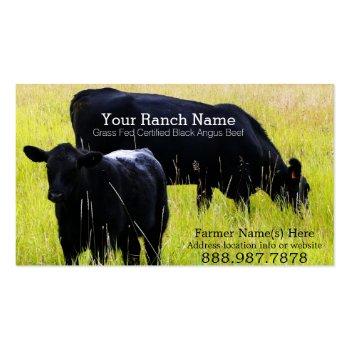 Small Black Angus Beef Cattle Ranch Farm Business Card Magnet Front View