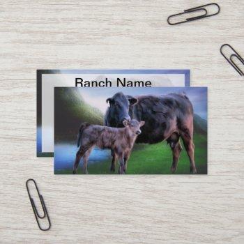 black angus cow and calf business card