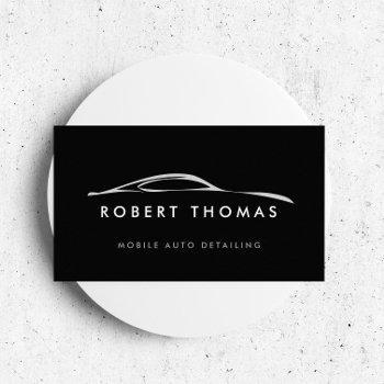 black auto detailing, auto repair logo business card