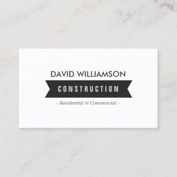 black banner construction, builder, architect business card