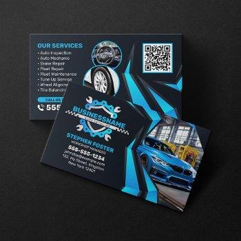 black & blue automotive auto detailing car repair business card