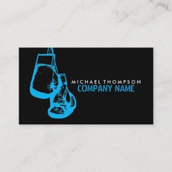 black & blue boxing gloves, boxer, boxing trainer business card