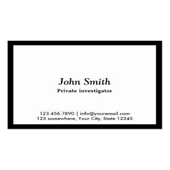 Small Black Border Investigator Business Card Front View