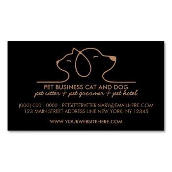 black brown dog cat simple logo veterinary pet business card magnet
