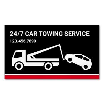 black car towing service tow truck business card magnet