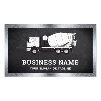 Small Black Chalkboard Concrete Mixer Cement Truck Business Card Front View