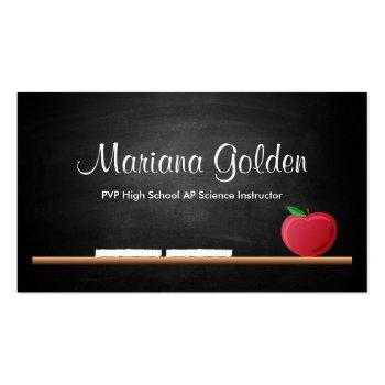 Small Black Chalkboard Teacher's Business Card Front View