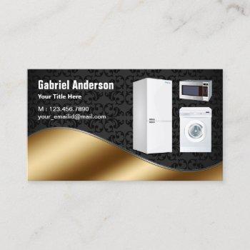 black damask gold home appliances repair business card