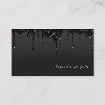 black dripping glitter background business card