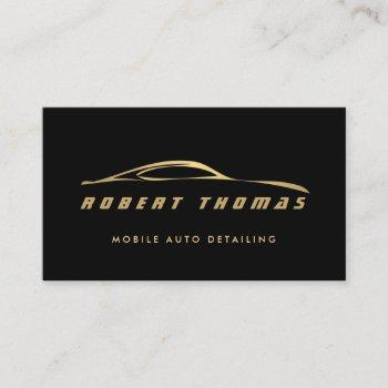black/gold auto detail, automobile repair business card