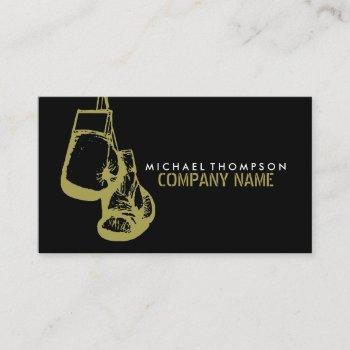 black & gold boxing gloves, boxer, boxing trainer business card