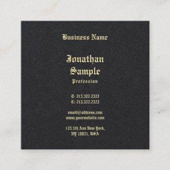 black gold classic old english font sophisticated square business card