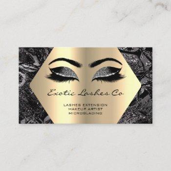 black gold makeup glitter hexagonal round lashes business card