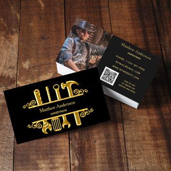 black gold tools home repairs photo qr code business card