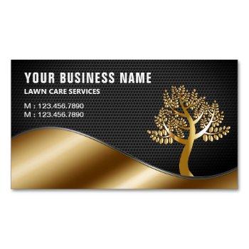 black gold tree gardening landscaping lawn care business card magnet