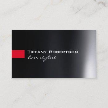 black grey red color hair stylist salon business card
