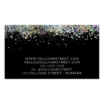 Small Black Holographic Glitter Jewelry Boutique Business Card Back View