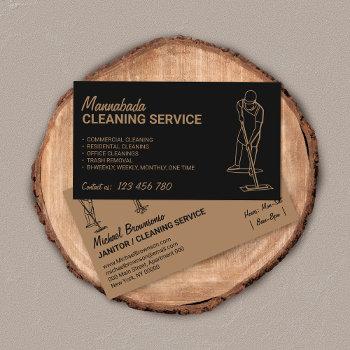 black house cleaning professional men janitorial business card