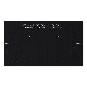 Small Black Leather Texture Necklace Earring Display Business Card Front View