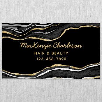 black marble agate gold glitter business card magnet