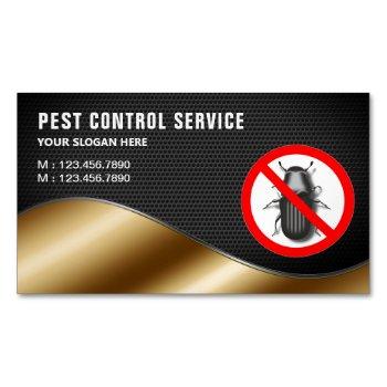 black mesh gold pest control service business card magnet