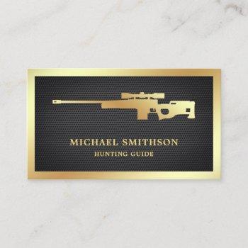 black mesh gold sniper rifle gun shop gunsmith business card