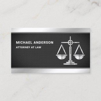 black mesh silver justice scale lawyer attorney business card