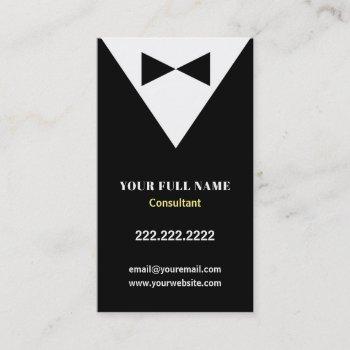 black modern tuxedo business cards