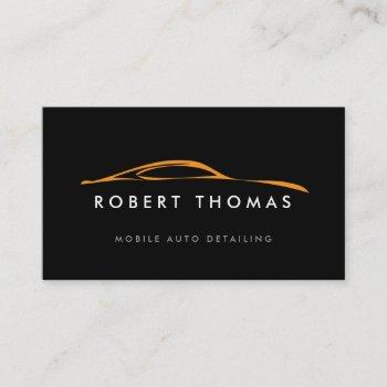 black/orange auto detailing, auto repair business card
