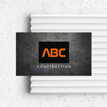 black/orange monogram grunge metal construction ii business card