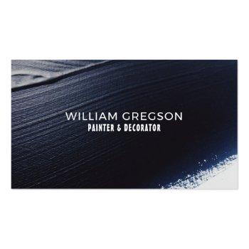 Small Black Paint Stroke, Painter & Decorator Business Card Front View