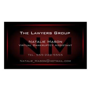 Small Black & Red Framed Monogram - Business Card Front View