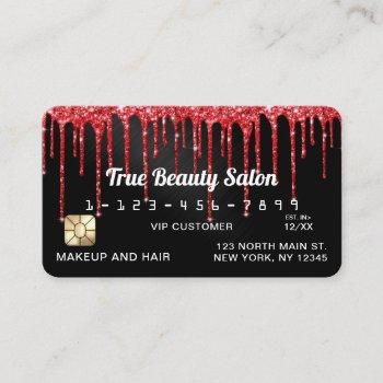 black red glitter drips metallic credit business card
