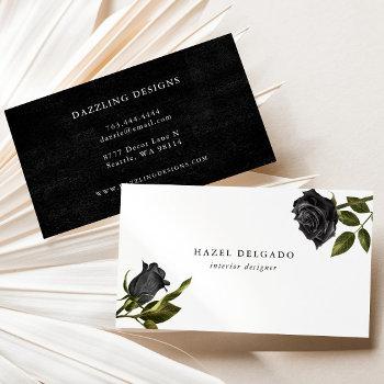 black rose floral business card