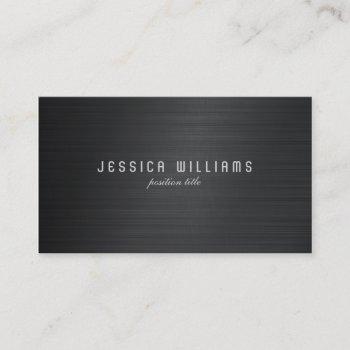 black simple metallic brushed aluminum look business card
