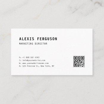 black simple typography with qr code minimalist business card