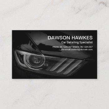 black sports car headlights auto detailing business card