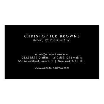 Small Black Square Monogram Grunge Metal Construction Business Card Back View