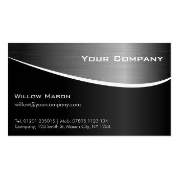 Small Black Stainless Steel Professional Business Card Front View
