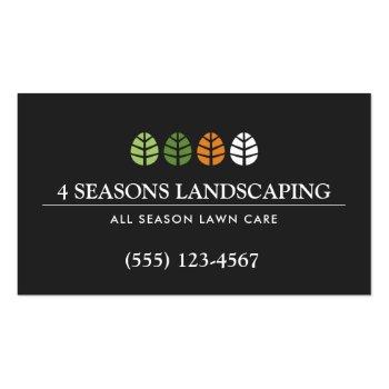 Small Black Tree And Lawn Care Landscaping Business Card Front View