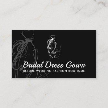 black wedding gown bridal dress business card