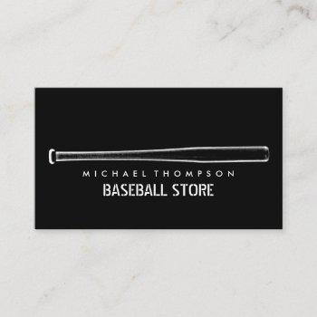 black & white baseball bat, baseball player, coach business card