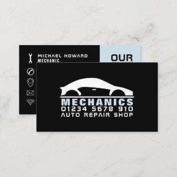 black & white car logo, auto mechanic business card