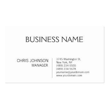 Small Black White Contemporary Manager Business Card Front View