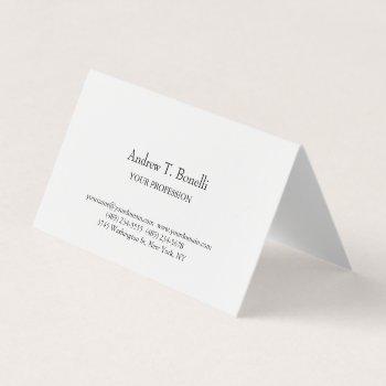Small Black White Elegant Plain Simple Business Card Front View