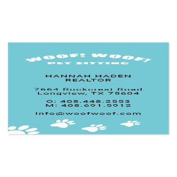 Small Black & White Happy Dog Pet Sitting & Grooming Business Card Back View